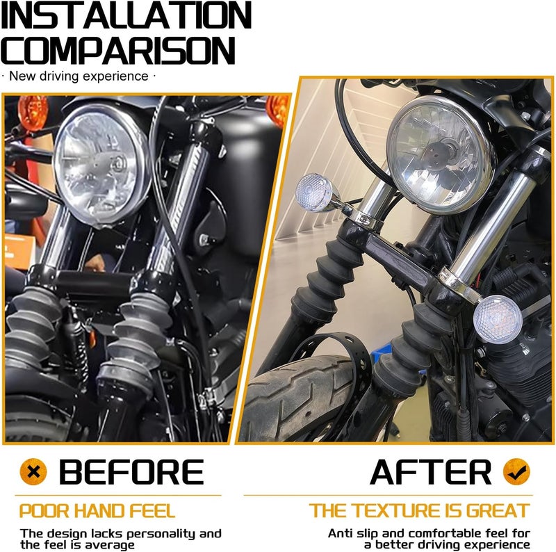 CARGLETRUE LED Turn Signal Light Indicator Blinker 39mm 41mm Fork Clamp Front Rear Fit For Harley Sportster XL 1200 883 (Chrome Clear) - Image 2